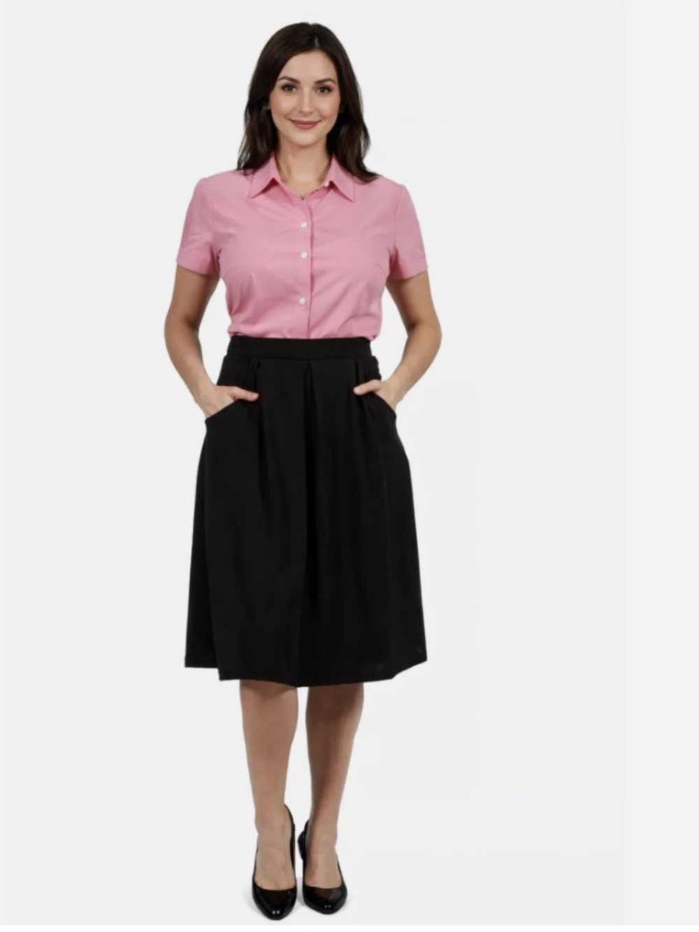 24seven Comfort Apparel Women's Plus Size 3X Classic Knee Length Skirt/Black/NWT
